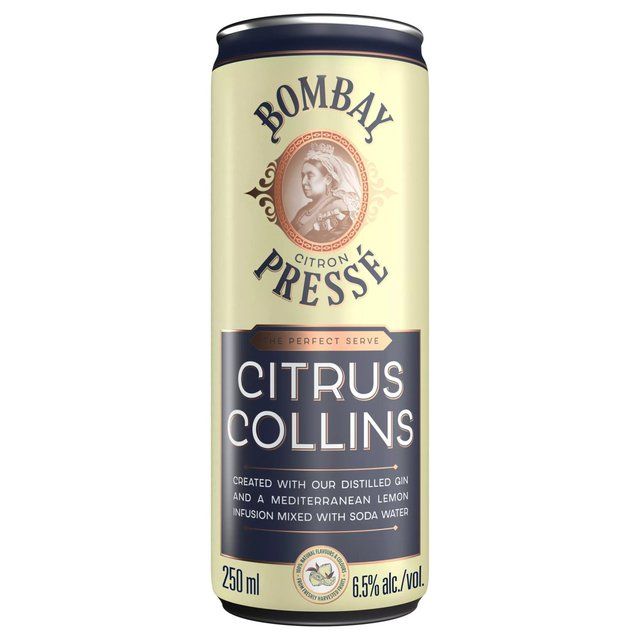 Bombay Citron Presse Citrus Collins Lemon Premix Gin Cocktail   250ml - McGrocer