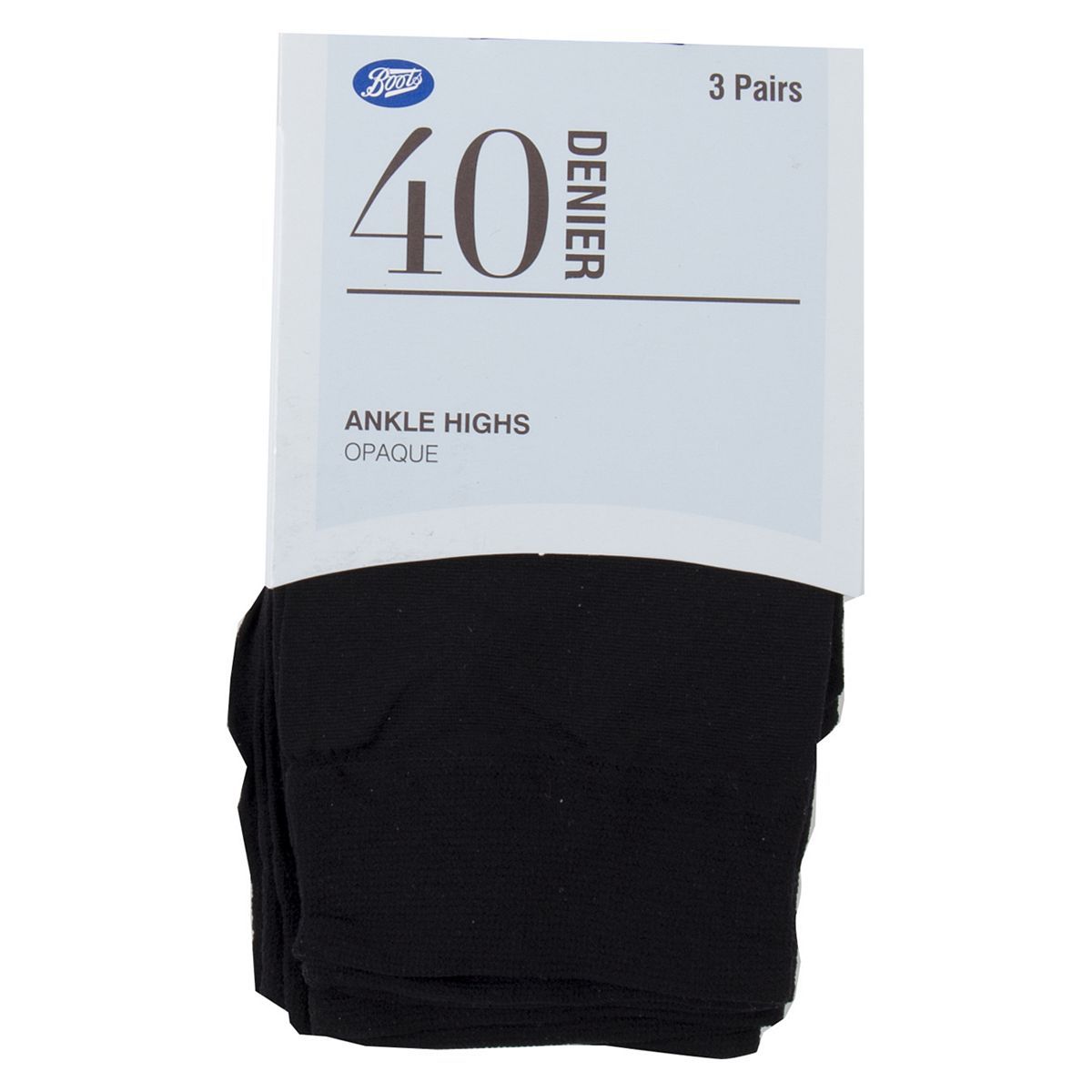Boots 40 Denier Opaque Ankle Highs 3 pair pack one size - McGrocer