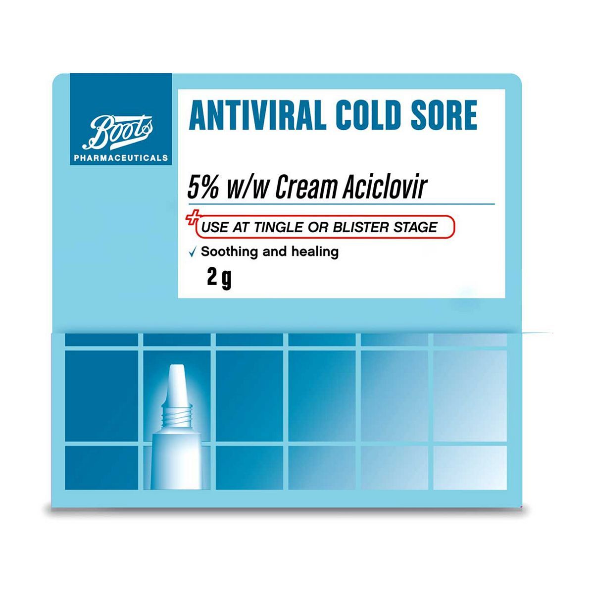 Boots Antiviral Cold Sore 5% w/w Cream 2g - McGrocer