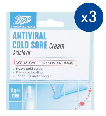 Boots Antiviral Cold Sore Cream 2g Tube x 3 Bundle - McGrocer