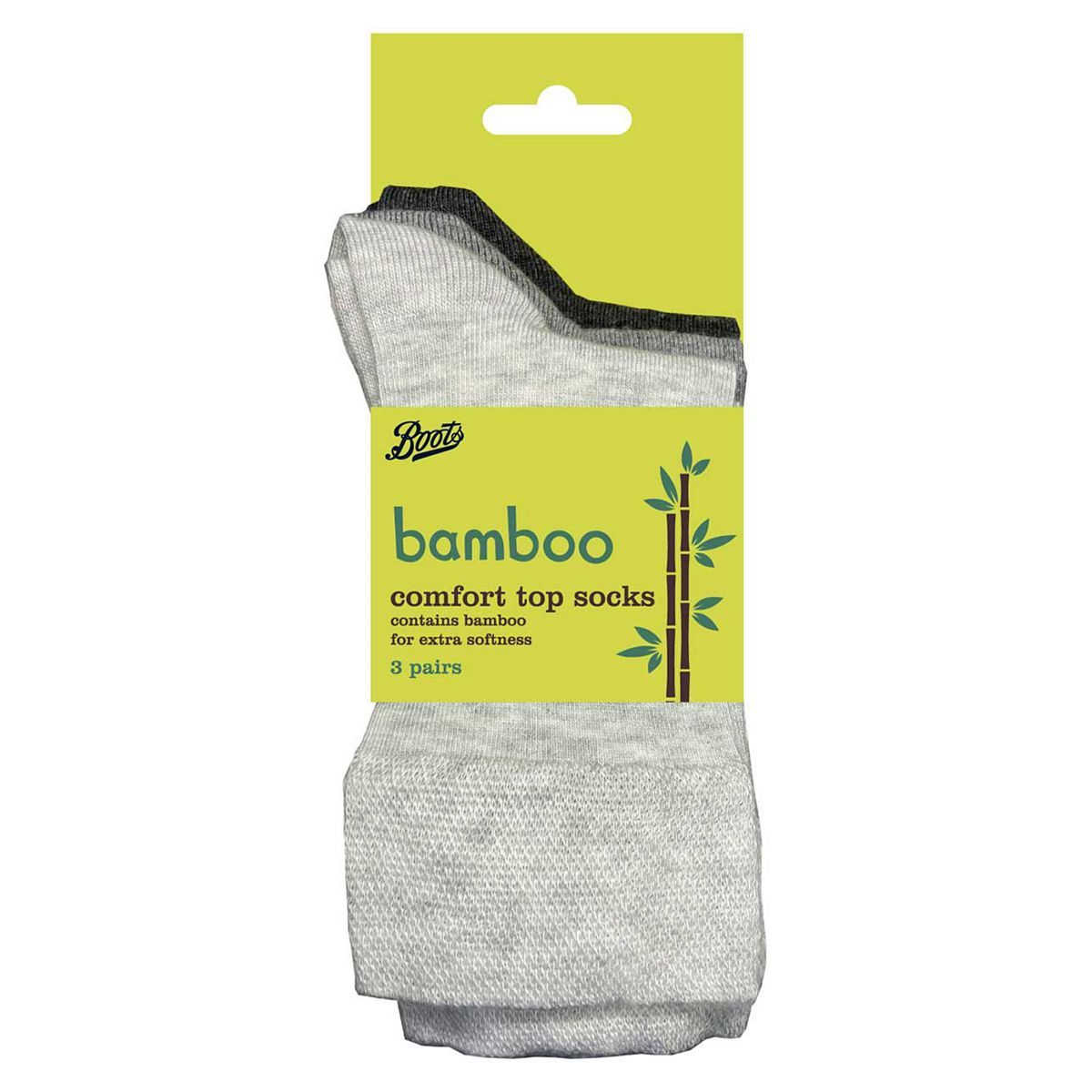 Boots Bamboo Comfort Top Socks 3 pair pack Mix Grey Size 4-7 - McGrocer