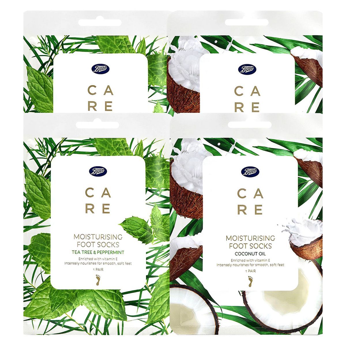 Boots CARE Foot Mask Bundle 4 X Moisturising Foot Socks - McGrocer