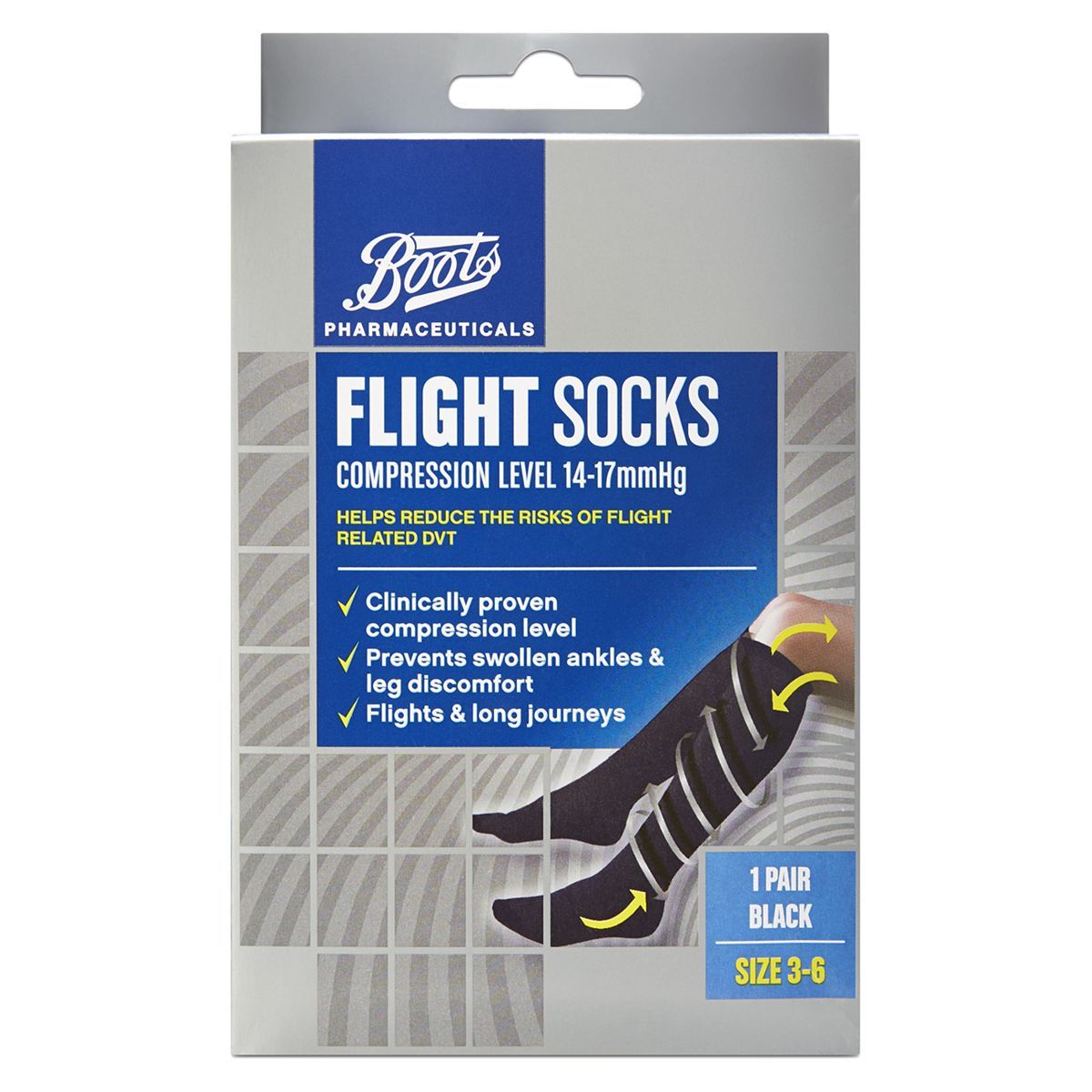 Boots Flight Socks (14-17mmHg) Size 3-6- 1 Pair - McGrocer