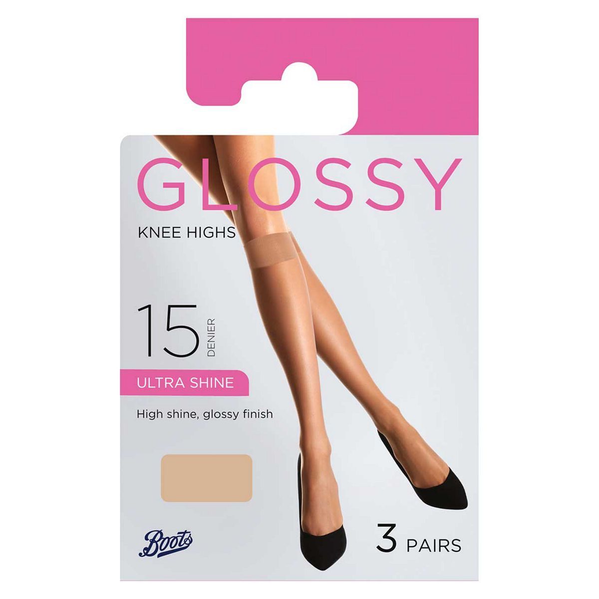 Boots Glossy Knee Highs 3 pair pack Natural Tan One Size - McGrocer