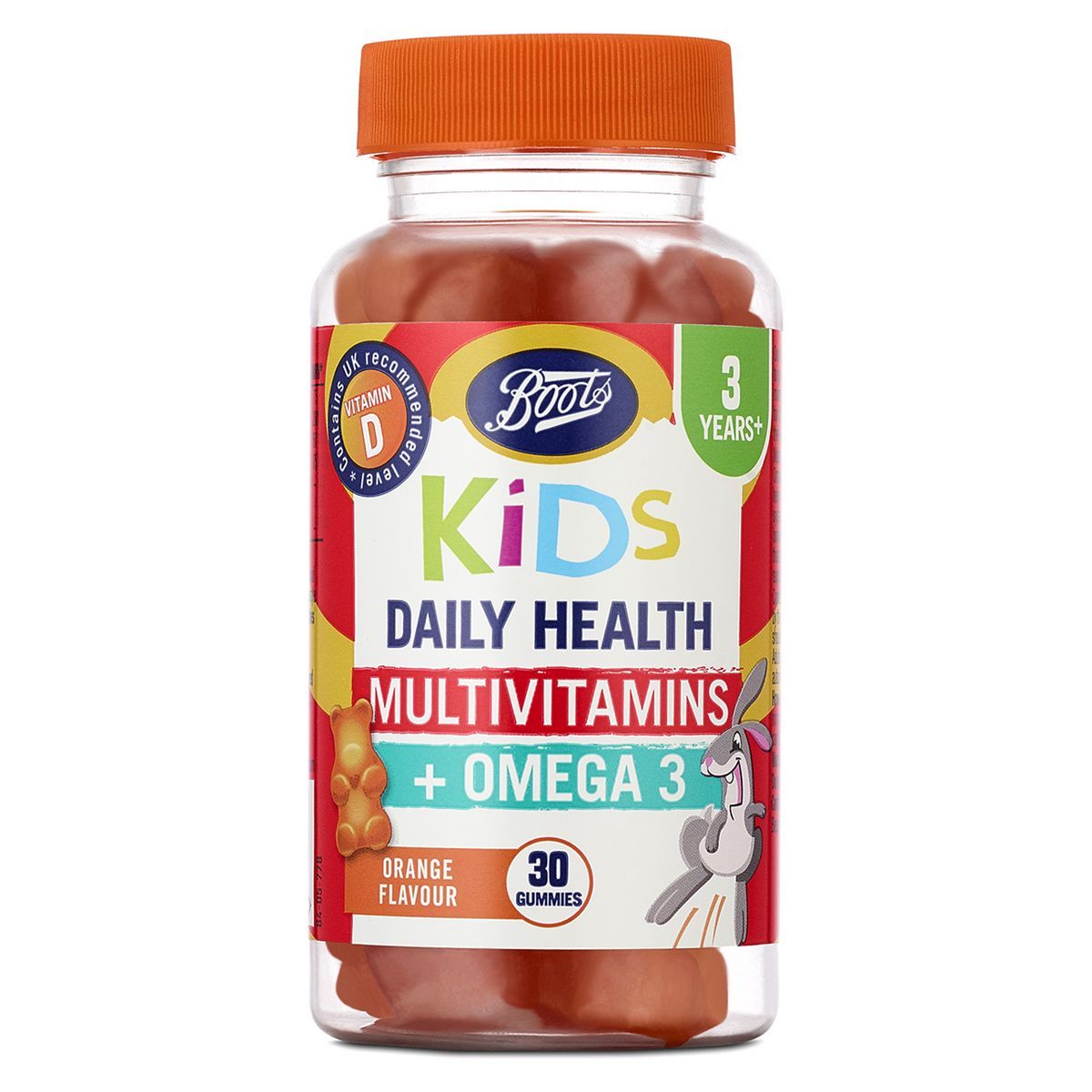 Boots Kids Daily Health Multivitamins + Omega 3 - 30 Orange Flavour Gummies - McGrocer