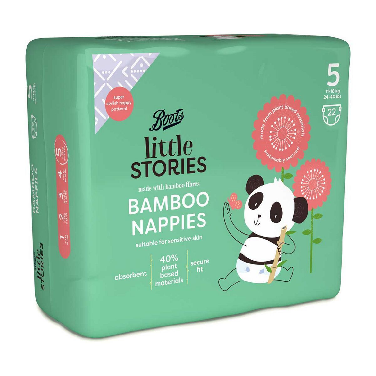 Boots Little Stories Bamboo Nappy Size 5 22 pack - McGrocer