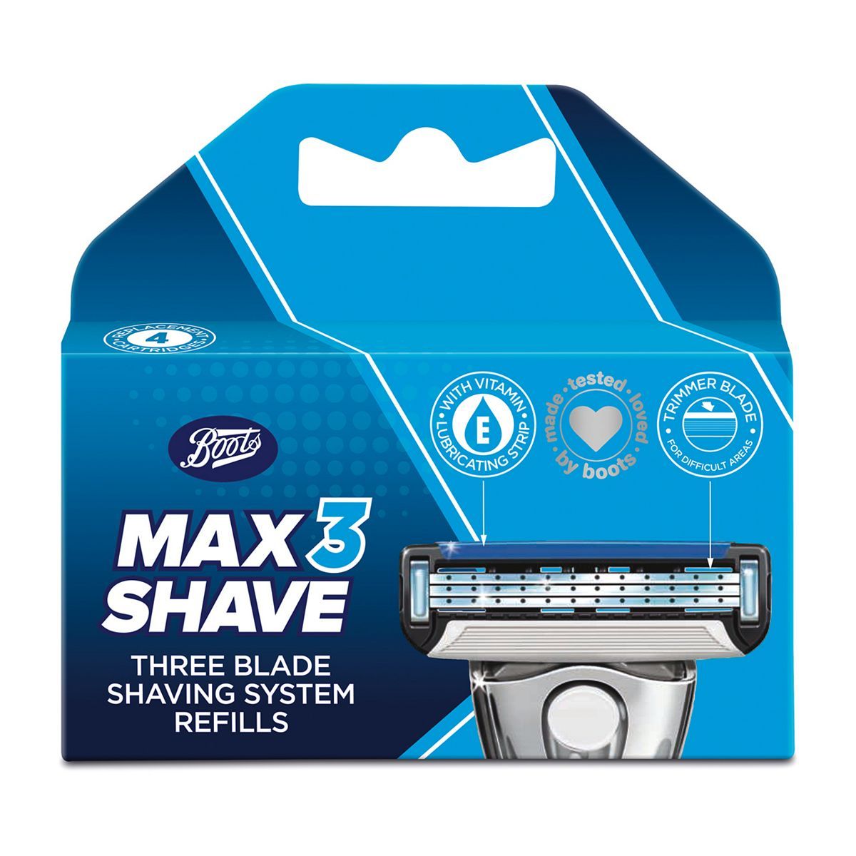 Boots Max Shave triple blade refill 4pk - McGrocer