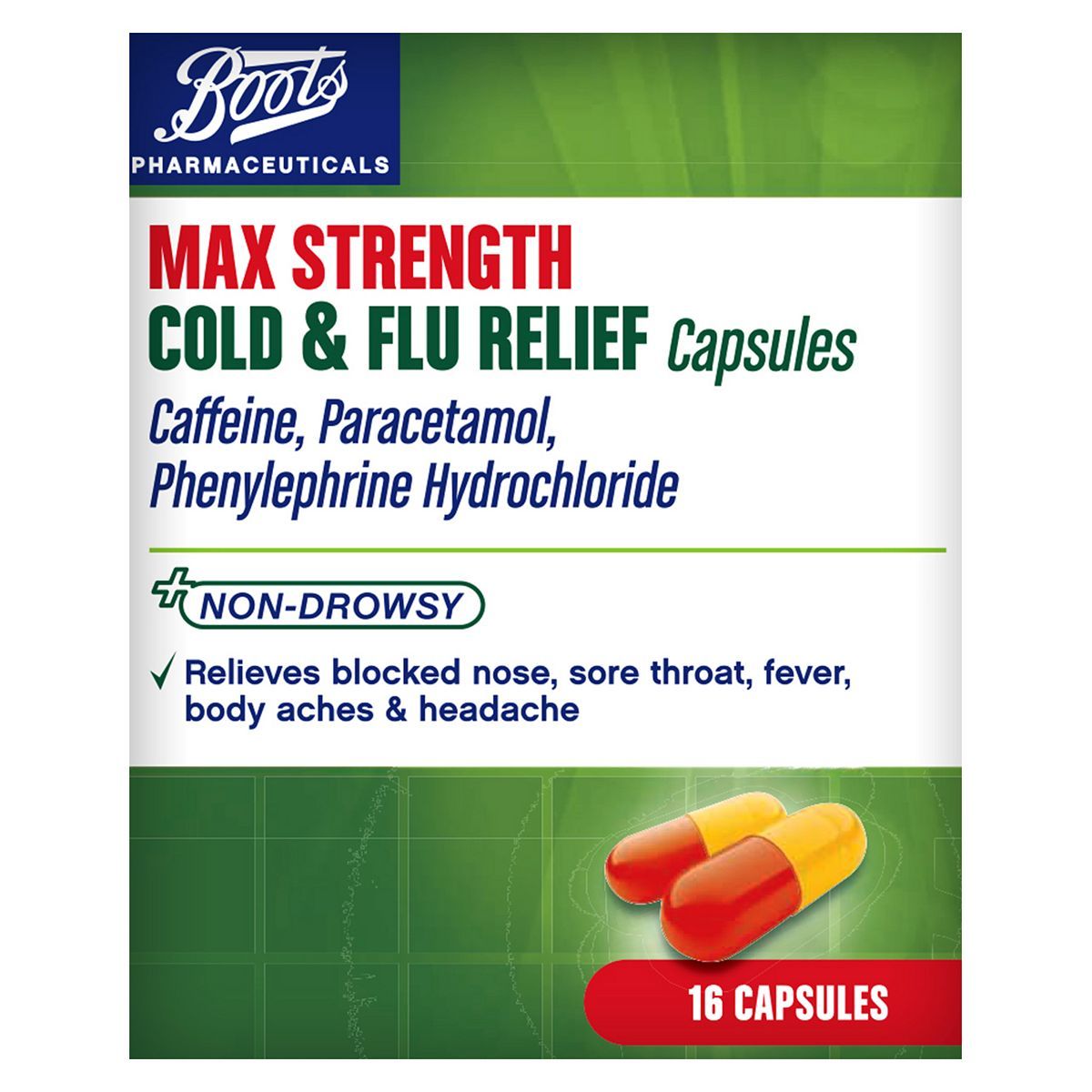 Boots Max Strength Cold & Flu Relief Capsules - 16 Capsules - McGrocer