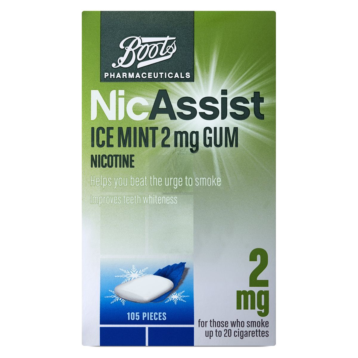 Boots NicAssist Ice Mint 2mg Gum - 105 Pieces - McGrocer