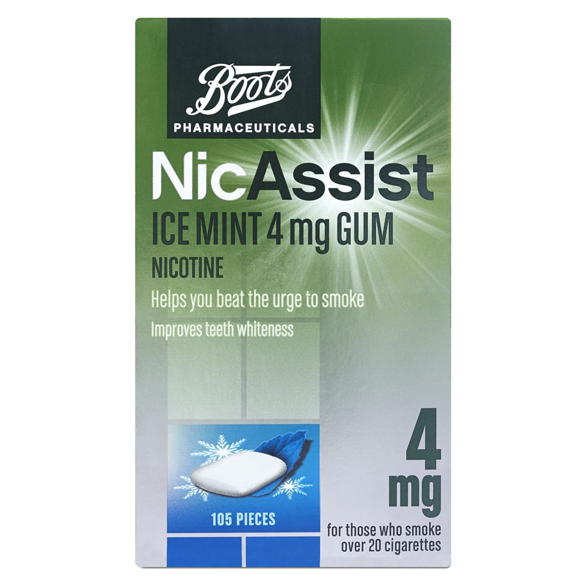 Boots NicAssist Ice Mint 4mg Gum - 105 Pieces - McGrocer