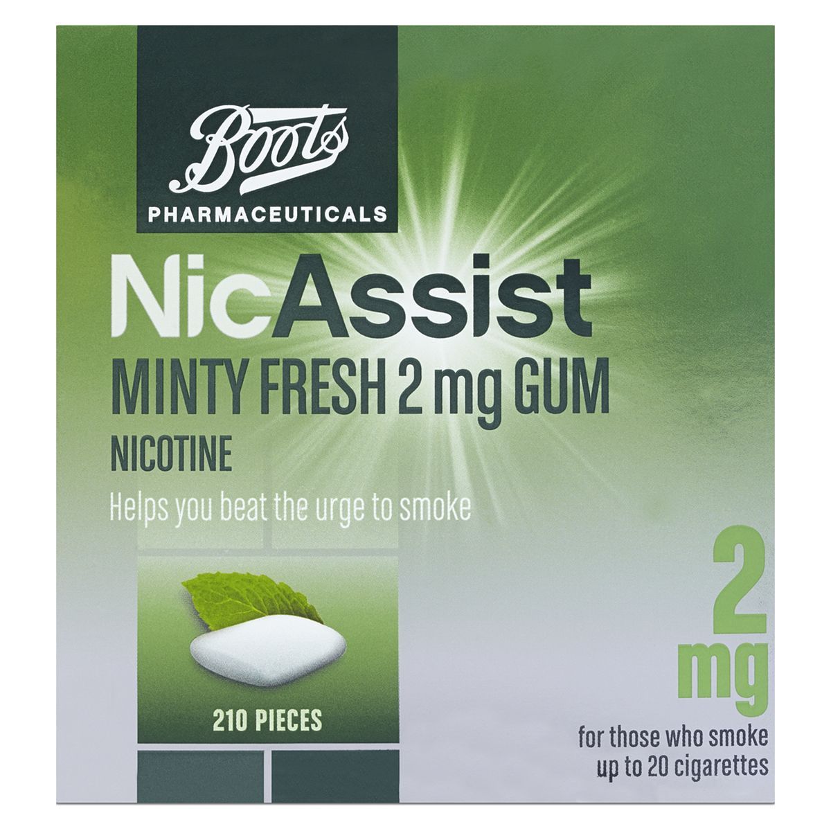 Boots NicAssist Minty Fresh 2 mg Gum - 210 Pieces - McGrocer