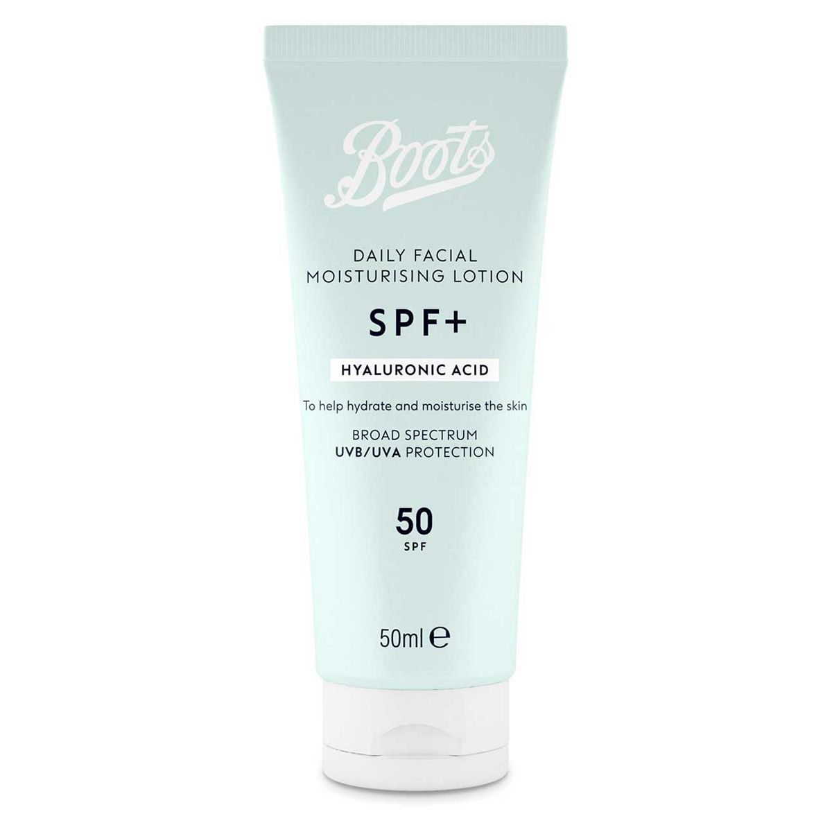 Boots SPF+ Hyaluronic Acid Moisturising Lotion SPF50 50ml - McGrocer