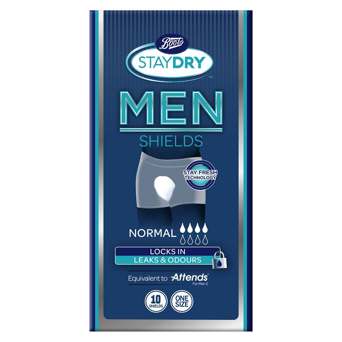 Boots Staydry Men Normal Shields One Size - 10 Shields - McGrocer