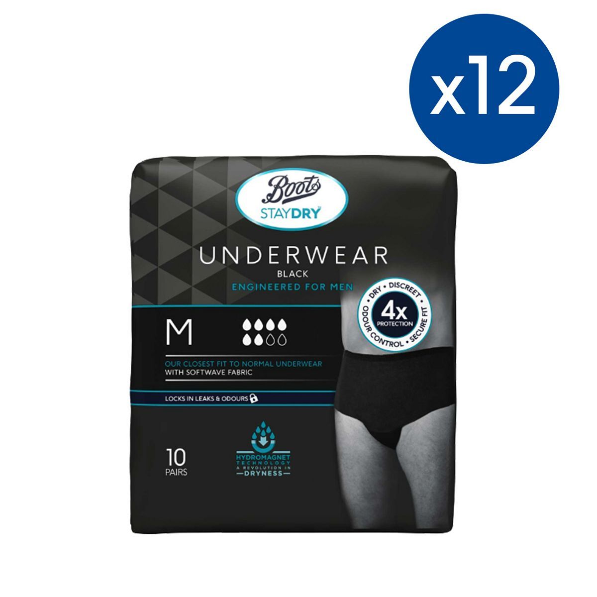 Boots Staydry Men's Underwear Pants Medium - 120 Pairs (12 Pack Bundle) - McGrocer