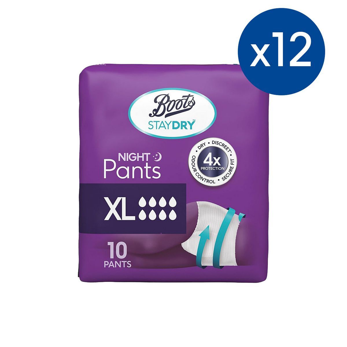 Boots Staydry Night Pants XL - 120 Pack (12 Pack Bundle) - McGrocer