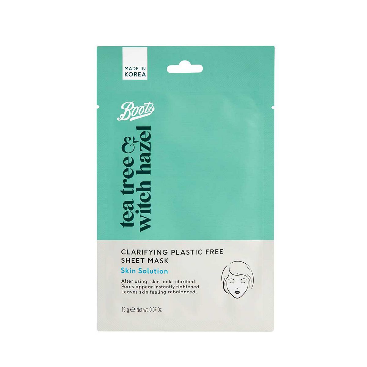 Boots Tea Tree & Witch Hazel Clarifying Plastic Free Sheet Mask 19g - McGrocer