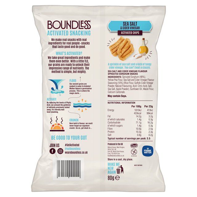 Boundless Sea Salt and Cider Vinegar Chips Sharing Bag   80g - McGrocer