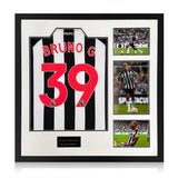 Bruno Guimar&amp;atilde;es NUFC 23/24 Signed Framed Shirt, including 3 Photos