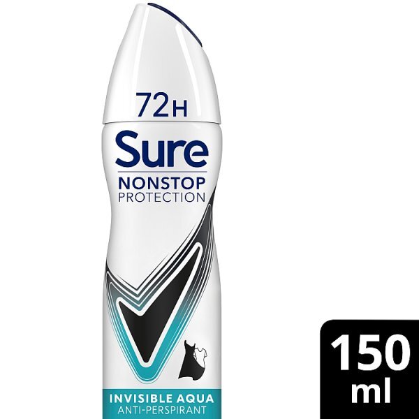Sure Antiperspirant Deo Aerosol Nonstop Invis Aqua 150ml - McGrocer