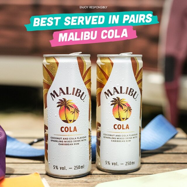 Malibu Coconut Rum & Cola Sparkling Pre-Mixed Can   25cl - McGrocer