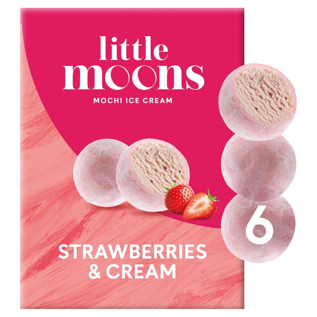 Little Moons Strawberries & Cream Mochi Ice Cream   6 x 32g - McGrocer