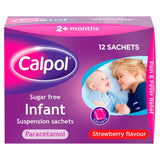 Calpol Infant Paracetamol Suspension 2+ months Strawberry Flavour Sugar-Free Sachets 12 x 5ML