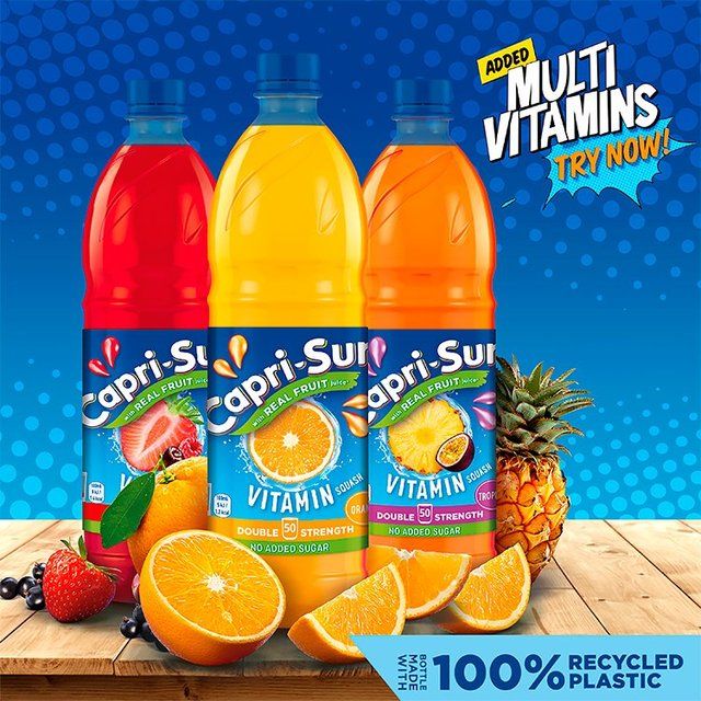Capri Sun Double Strength Tropical Multivitamin Squash   1L