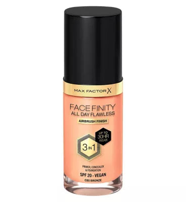 Max Factor Facefinity All Day Flawless 3 in 1 SPF 20 Vegan Foundation 30ml - McGrocer