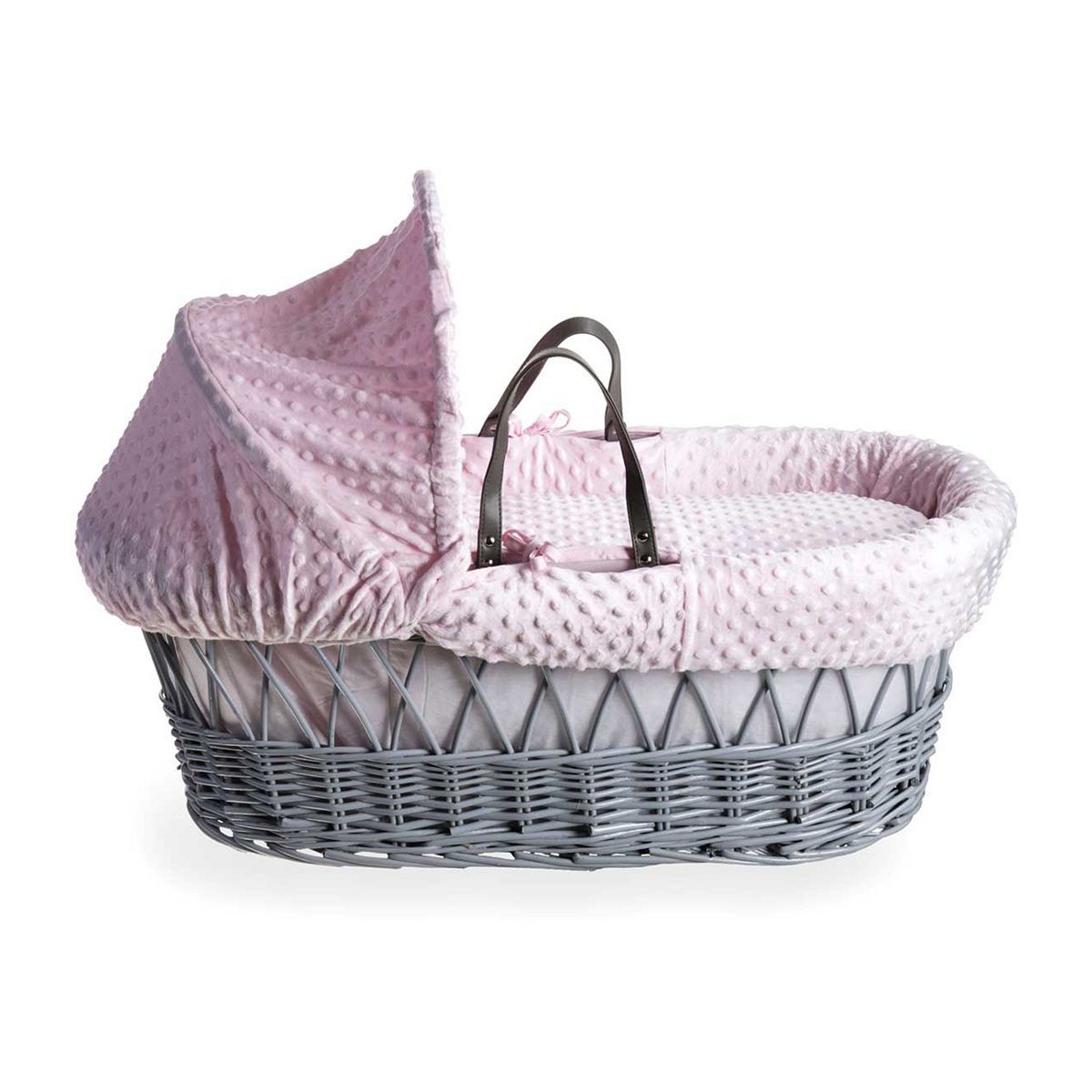 Clair de Lune Dimple Pink Wicker Basket &amp;amp; Deluxe Stand Grey