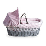 Clair de Lune Dimple Pink Wicker Basket &amp;amp; Deluxe Stand Grey