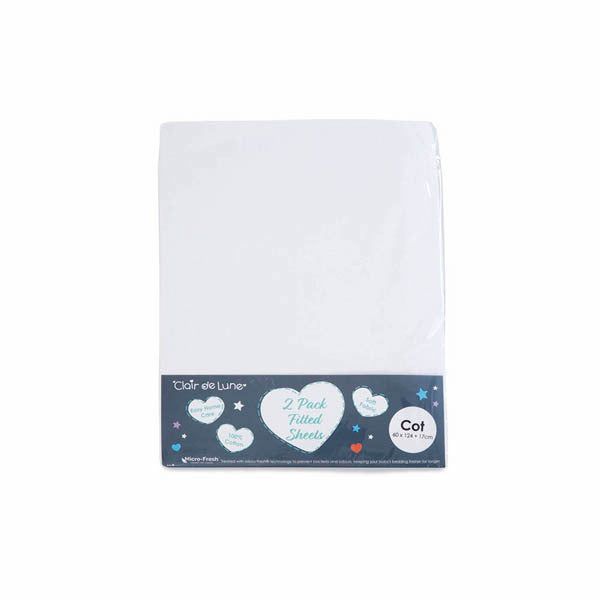 Clair De Lune Fitted Sheet Twin Pack Cot Grey White