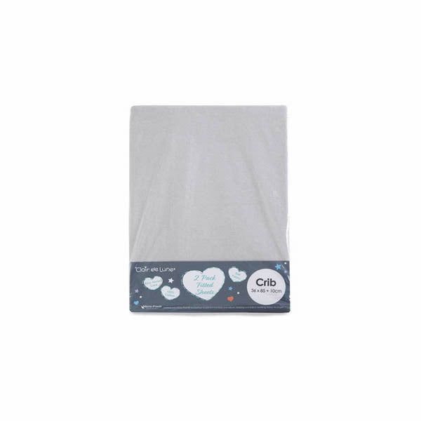 Clair De Lune Fitted Sheet Twin Pack Crib White Grey