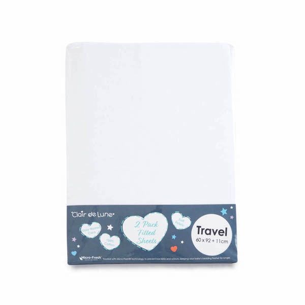 Clair De Lune Fitted Sheet Twin Pack Travel White