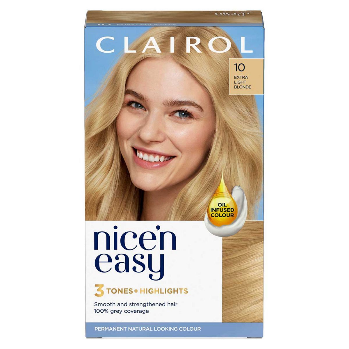 Clairol Nice'n Easy Cr&amp;egrave;me Oil Infused Permanent Hair Dye 10 Extra Light Blonde 177ml