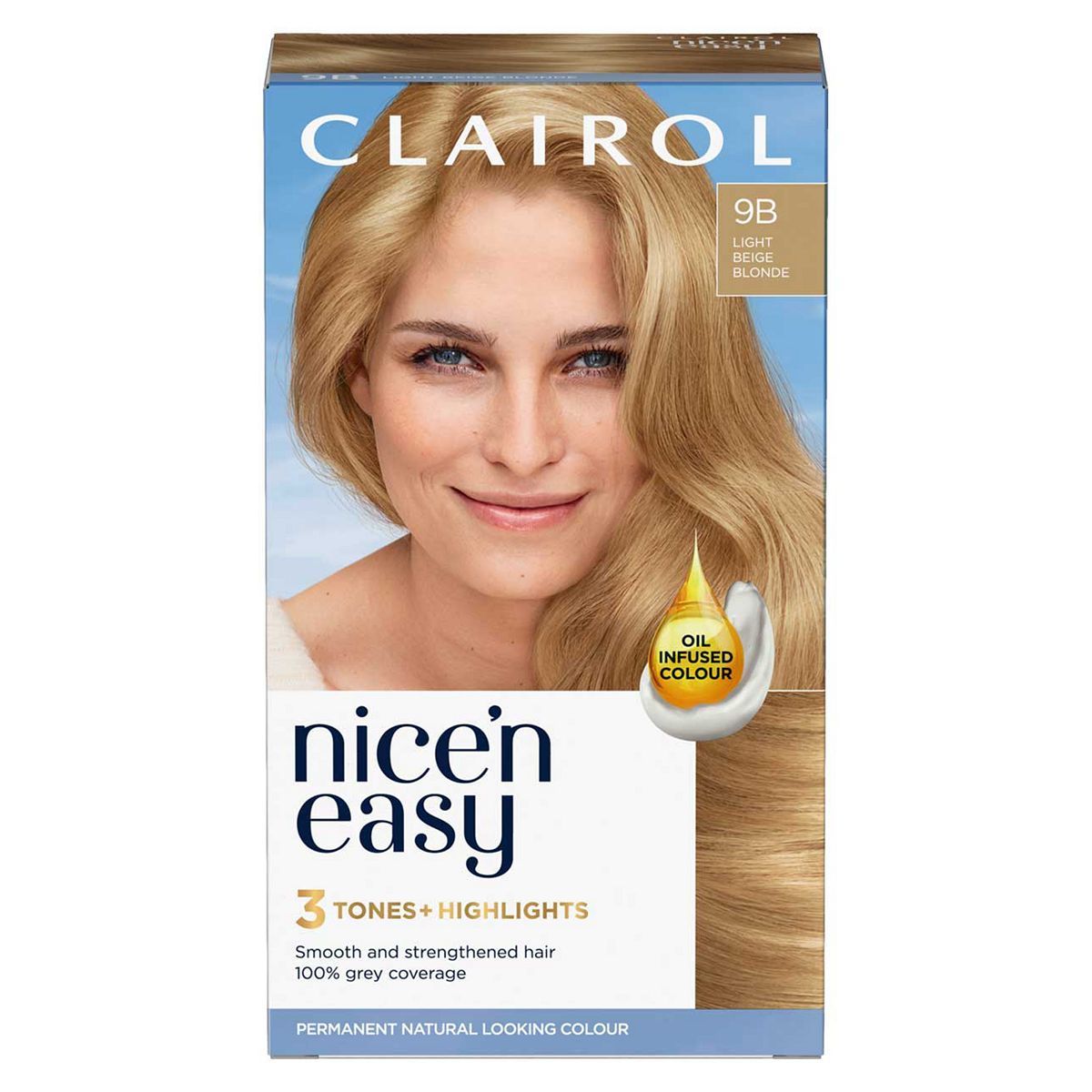 Clairol Nice'n Easy Cr&amp;egrave;me Oil Infused Permanent Hair Dye 9B Light Beige Blonde 177ml