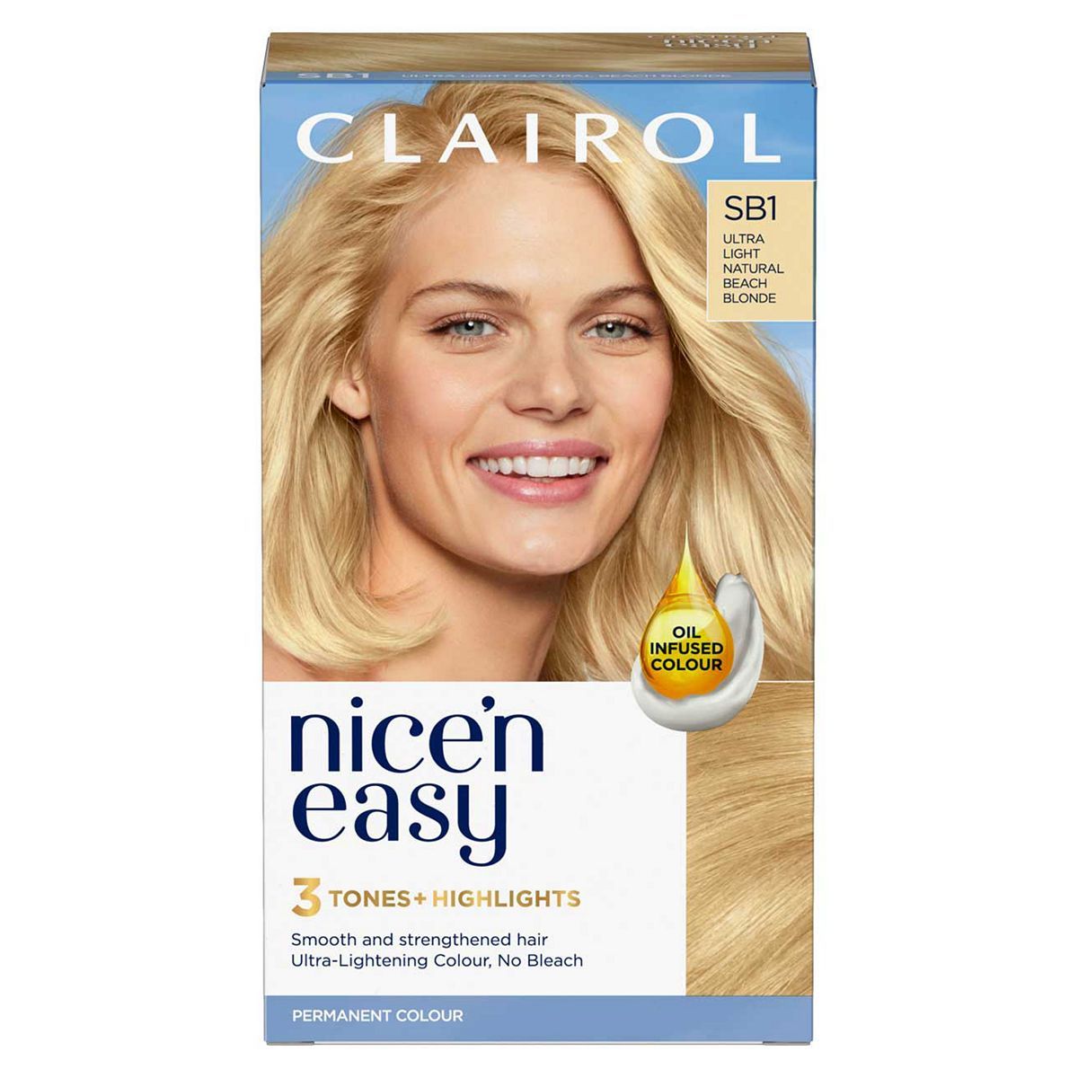 Clairol Nice'n Easy Cr&amp;egrave;me Oil Infused Permanent Hair Dye SB1 Light Natural Beach Blonde 177ml