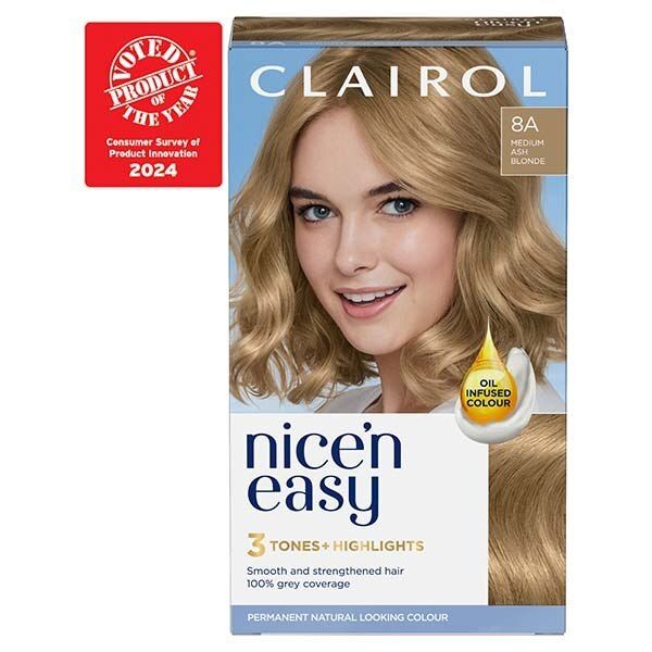 Clairol Nice'n Easy Hair Dye SB1 Ultra Light Beach Blonde 8A Medium Ash Blonde