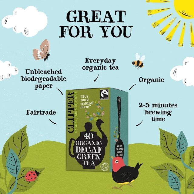 Clipper Organic &amp;amp; Fairtrade Decaffeinated Green Tea   40 per pack