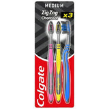 Colgate ZigZag Black Medium Toothbrush x3