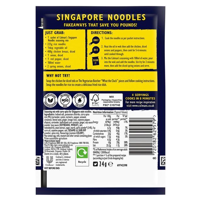Colman's Big Night In Singapore Noodles Recipe Mix   23g
