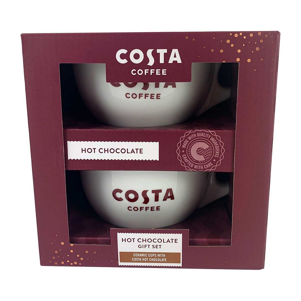 Costa Coffee Ceramic Cups With Costa Hot Chocolate Drink Mix