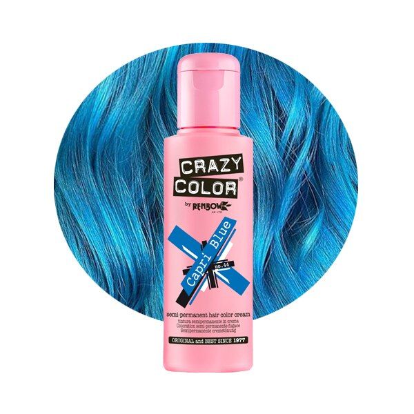 Crazy Color Semi Permanent Hair Color Cream Capri Blue 44