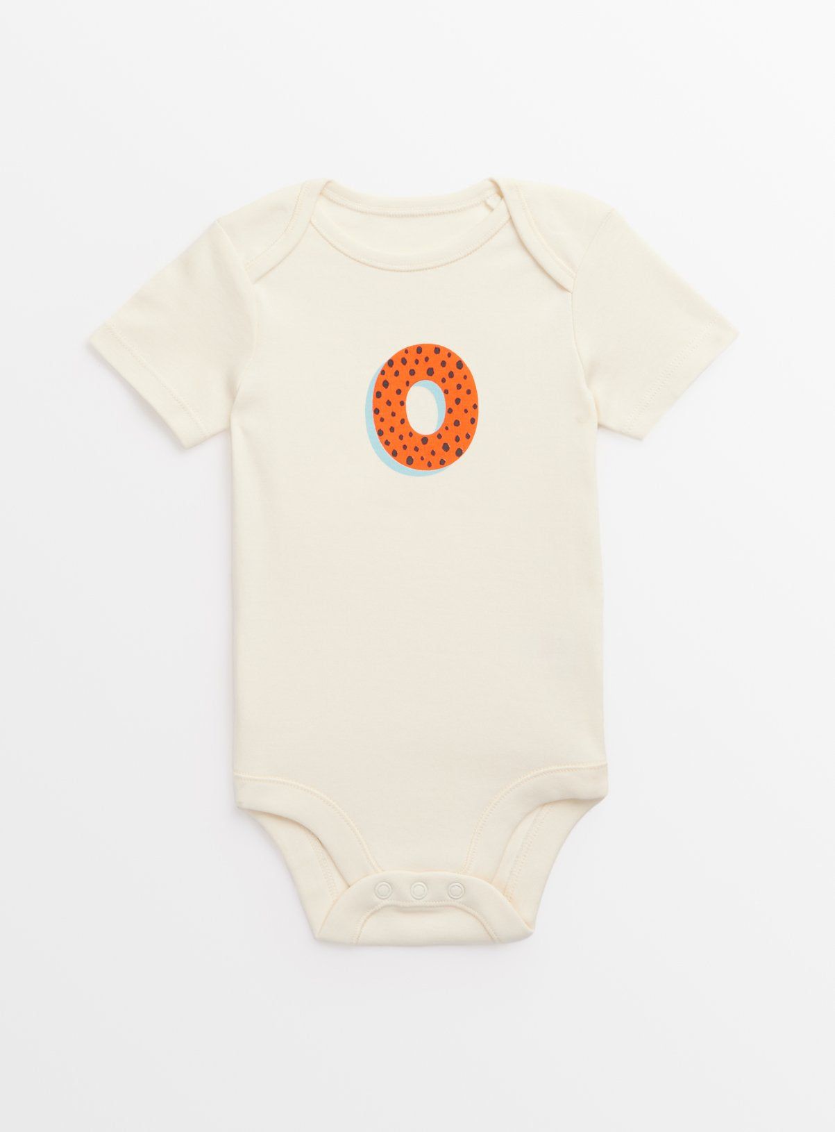 Cream 'O' Initial Short Sleeve Bodysuit  Newborn