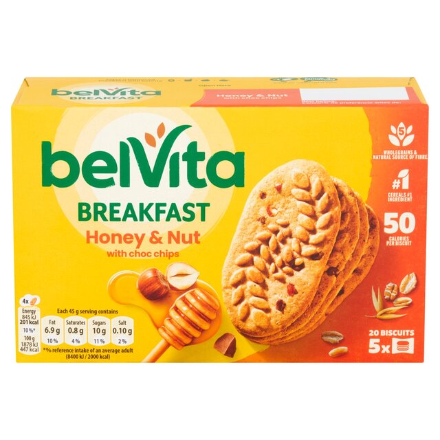 Belvita Honey & Nuts Choc Chips Breakfast Biscuits   5 per pack - McGrocer