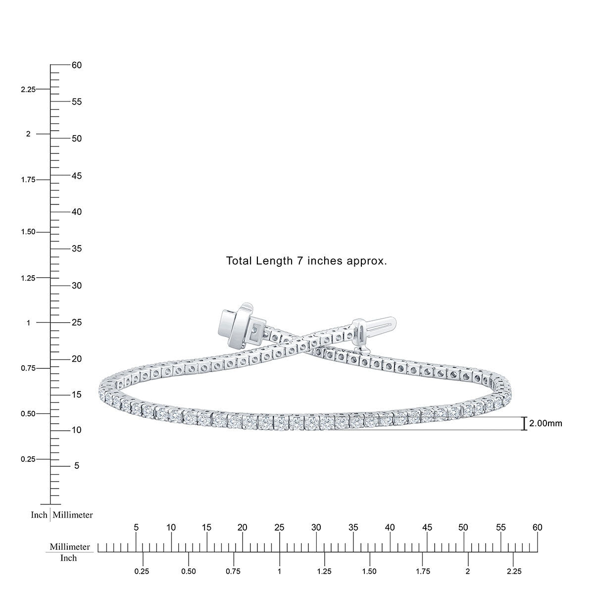 2.00ctw Round Brilliant Cut Diamond Tennis Bracelet, 18ct White Gold - McGrocer