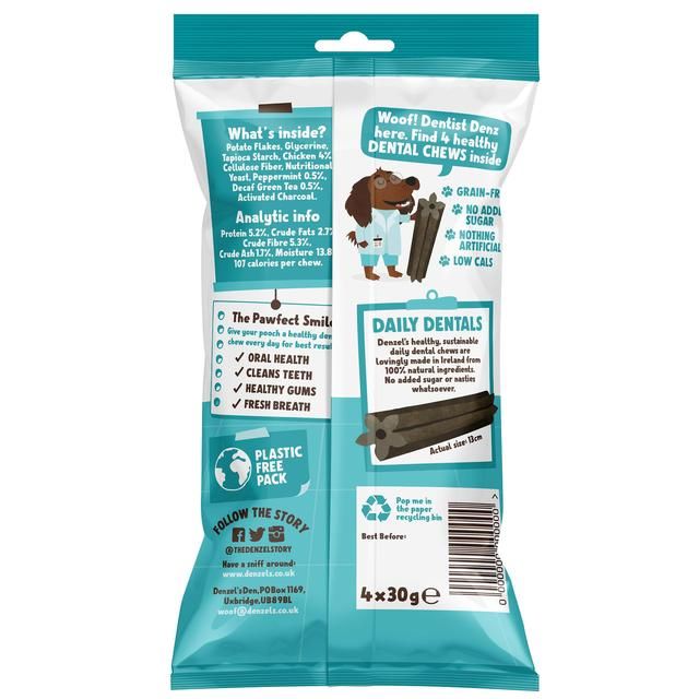 Denzel's Daily Dental Medium Dogs Chicken Peppermint &amp;amp; Decaf Green Tea   100g