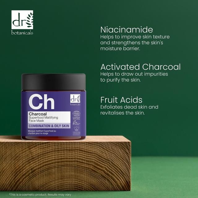 Dr Botanicals Apothecary Charcoal Superfood Mattifying Face Mask   60ml