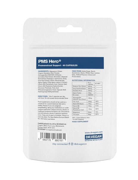 DR.VEGAN PMS Hero&amp;reg; | 30 Day Supply | 2 Capsules Per Day