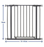DreamBaby Ava Metal Safety Gate - Charcoal (Fits Gaps 75-81cm) Pressure Mounted
