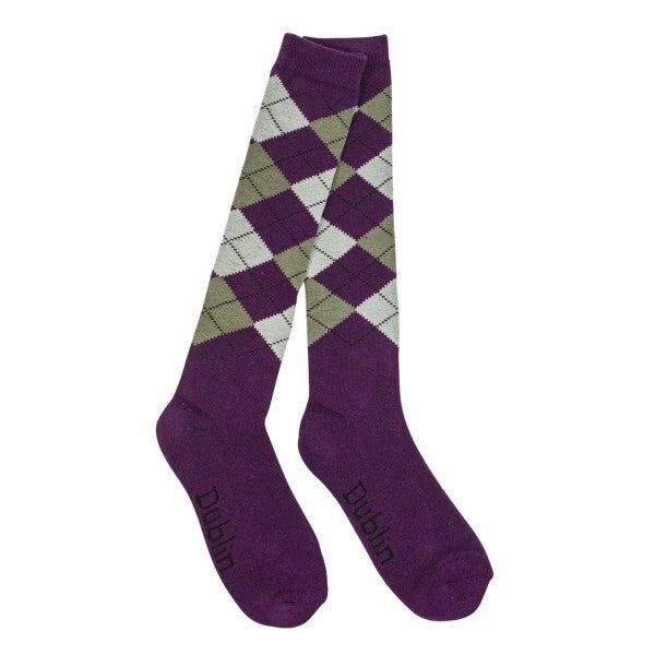 Dublin Unisex Argyle Socks Purple/Ash